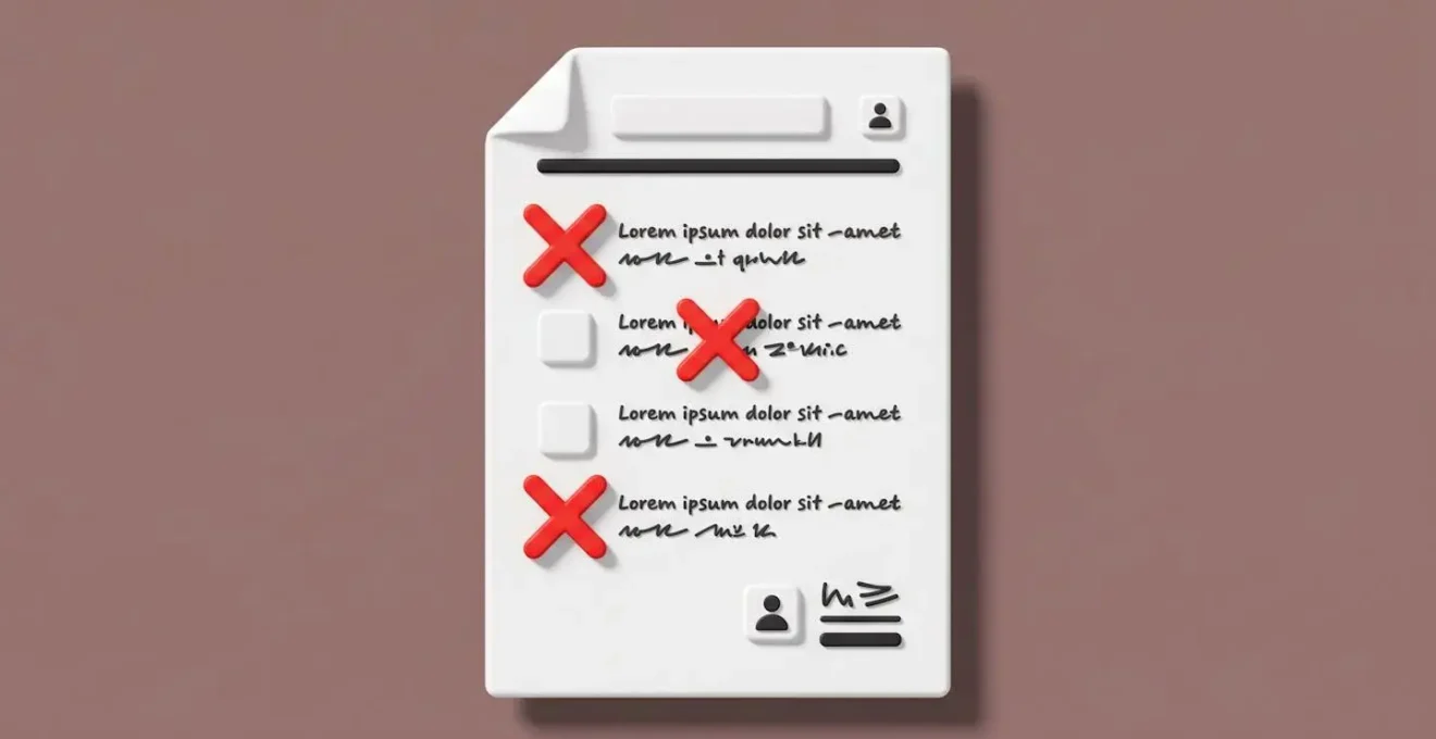 Document d'assurance avec des exclusions barrées par une croix rouge.